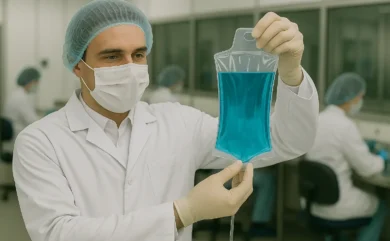 Test d'étanchéité non destructif sur poche de liquide injectable